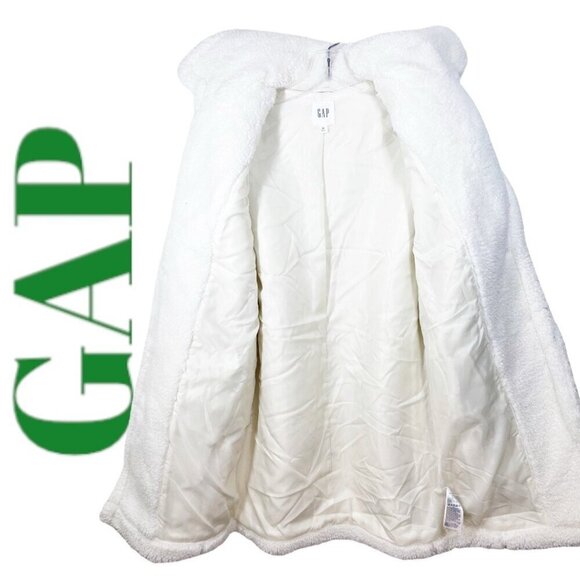 NWOT GAP SHERPA TEDDY FLEECE SNOW BUNNY COAT WHITE MINIMALIST CAPSULE RELAXED XS - Picture 4 of 12